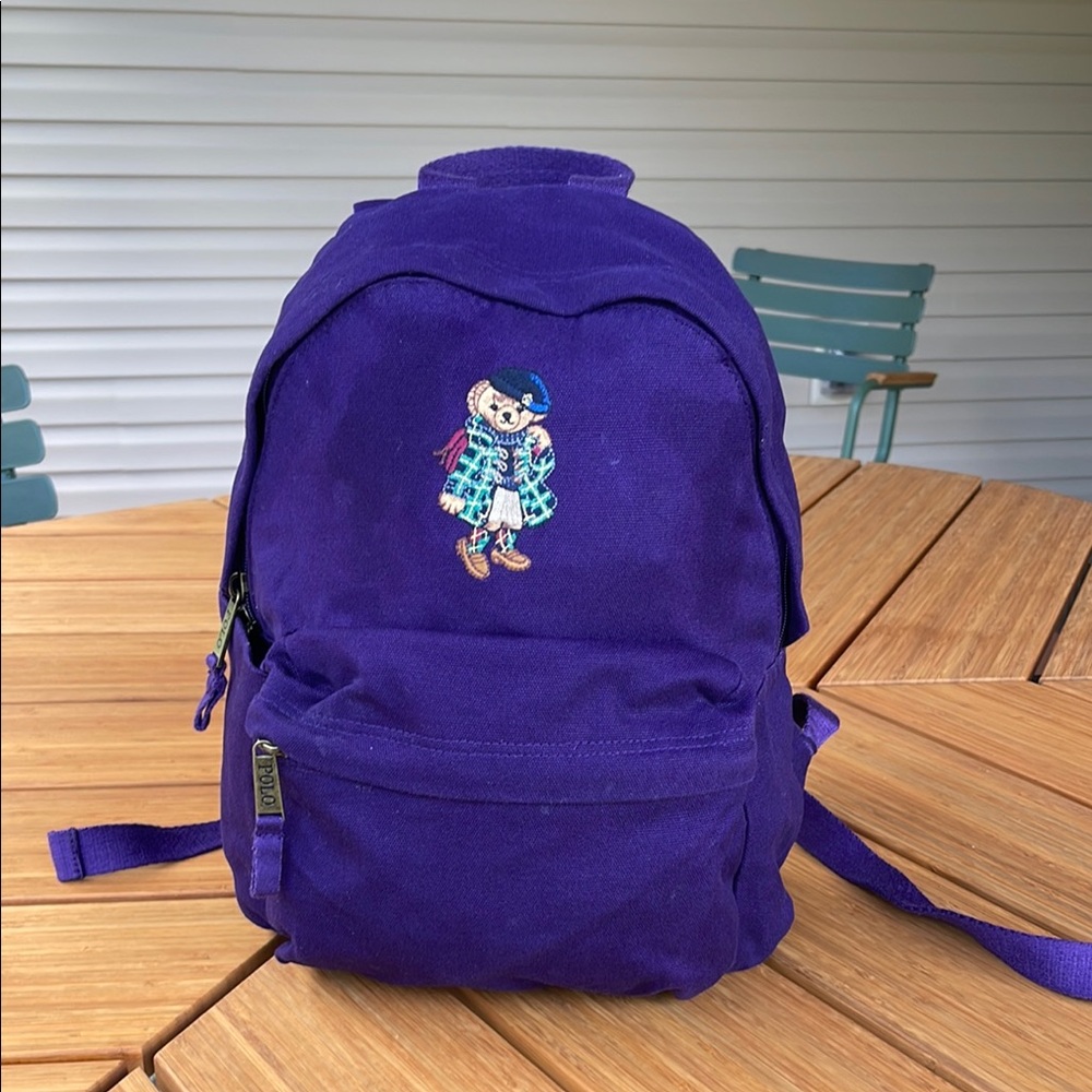 Polo by Ralph Lauren Purple Canvas Bear Backpack